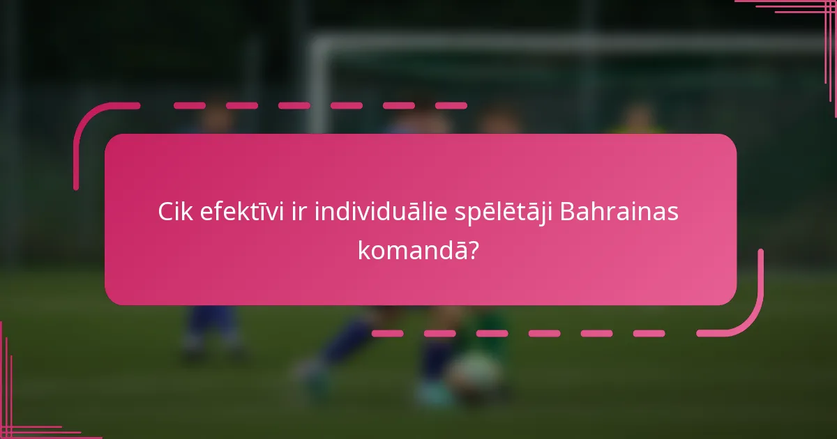 Cik efektīvi ir individuālie spēlētāji Bahrainas komandā?