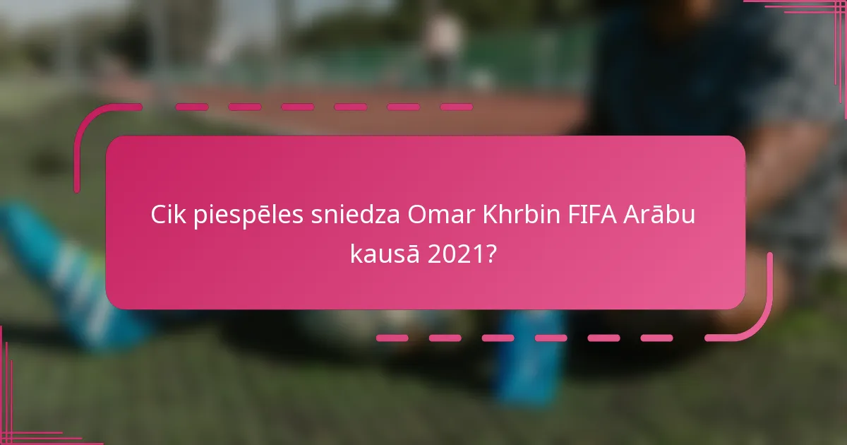 Cik piespēles sniedza Omar Khrbin FIFA Arābu kausā 2021?