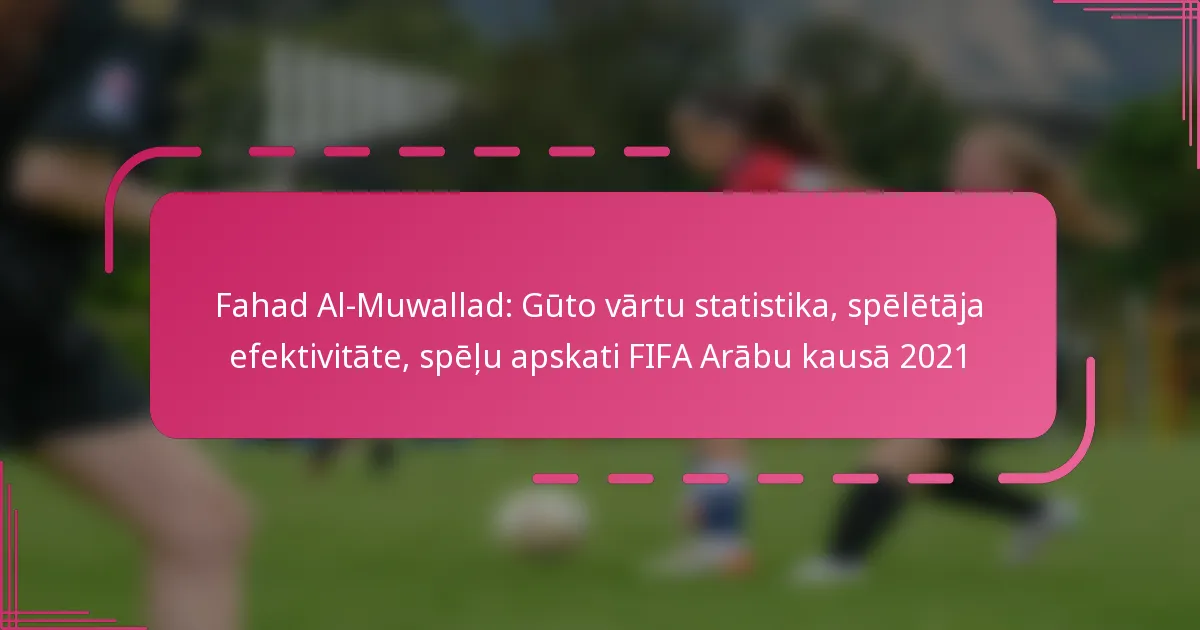 Fahad Al-Muwallad: Gūto vārtu statistika, spēlētāja efektivitāte, spēļu apskati FIFA Arābu kausā 2021