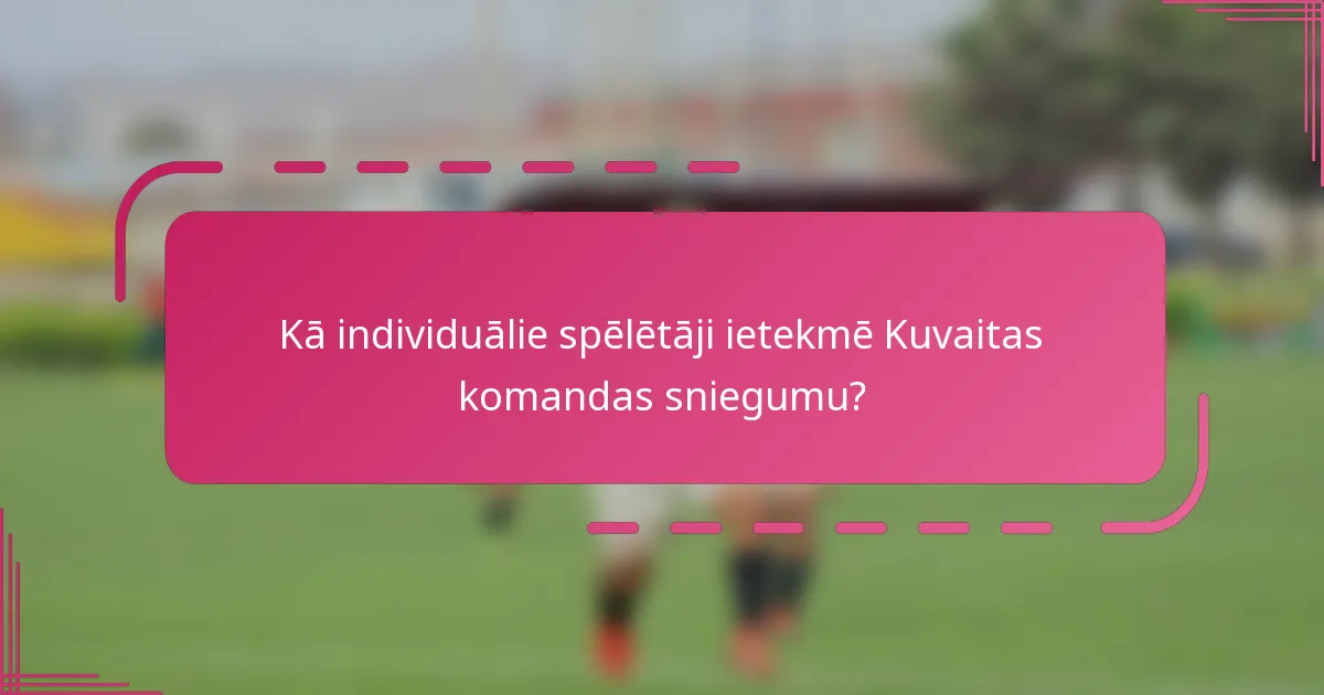 Kā individuālie spēlētāji ietekmē Kuvaitas komandas sniegumu?