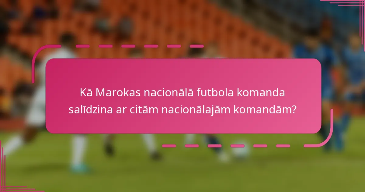 Kā Marokas nacionālā futbola komanda salīdzina ar citām nacionālajām komandām?