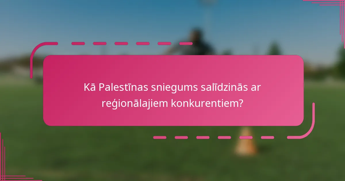 Kā Palestīnas sniegums salīdzinās ar reģionālajiem konkurentiem?