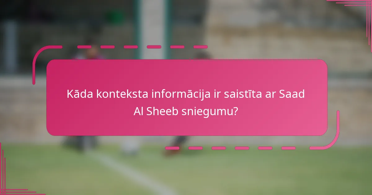 Kāda konteksta informācija ir saistīta ar Saad Al Sheeb sniegumu?