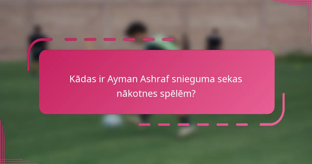 Kādas ir Ayman Ashraf snieguma sekas nākotnes spēlēm?