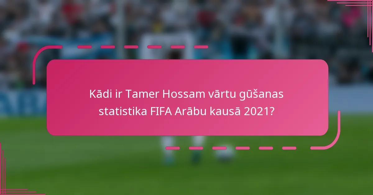 Kādi ir Tamer Hossam vārtu gūšanas statistika FIFA Arābu kausā 2021?