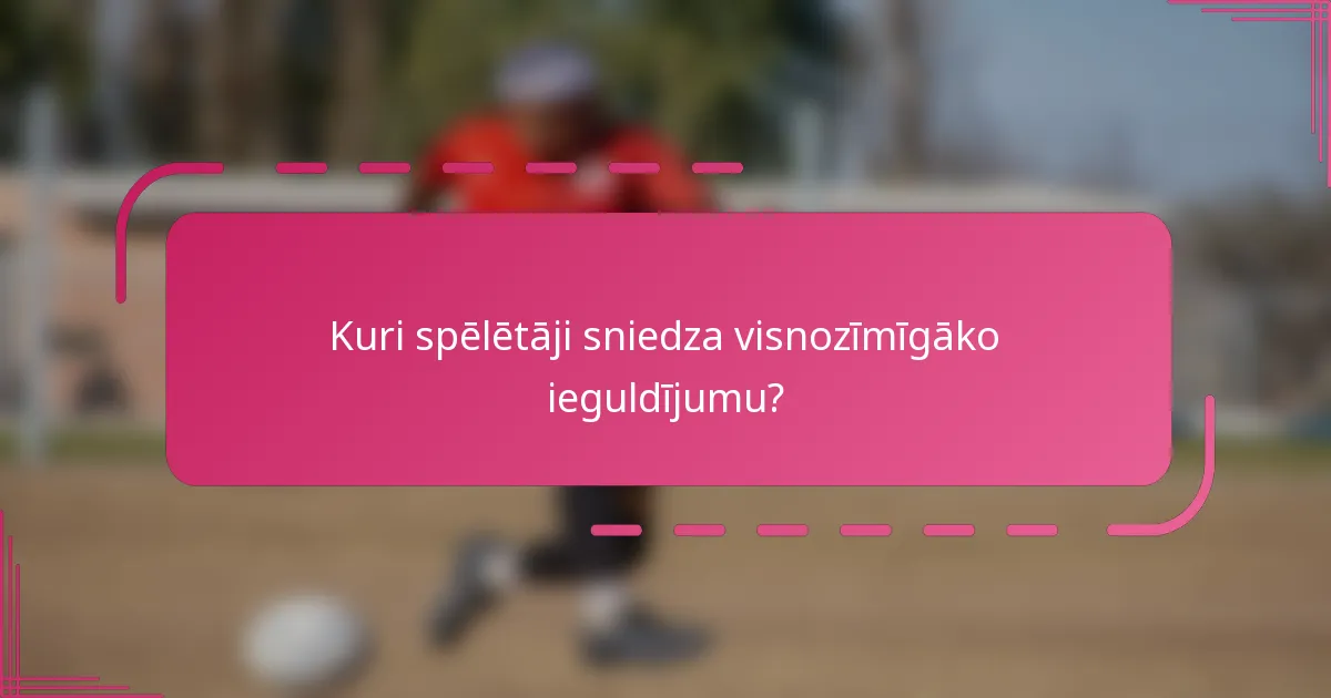 Kuri spēlētāji sniedza visnozīmīgāko ieguldījumu?